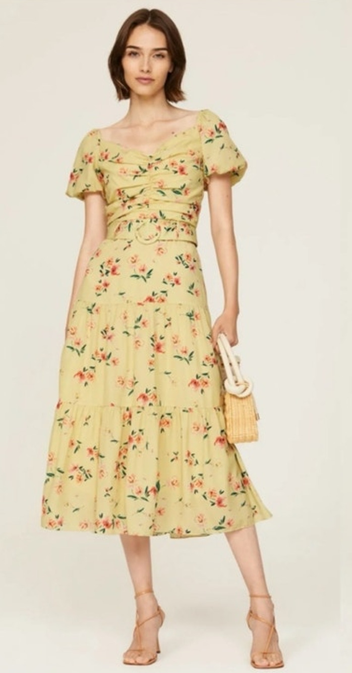 Paloma Blue Floral Evie Belted Midi Dress Size S